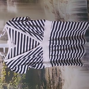 New with tags! Caren Sport Womens 2XL navy blue white striped top